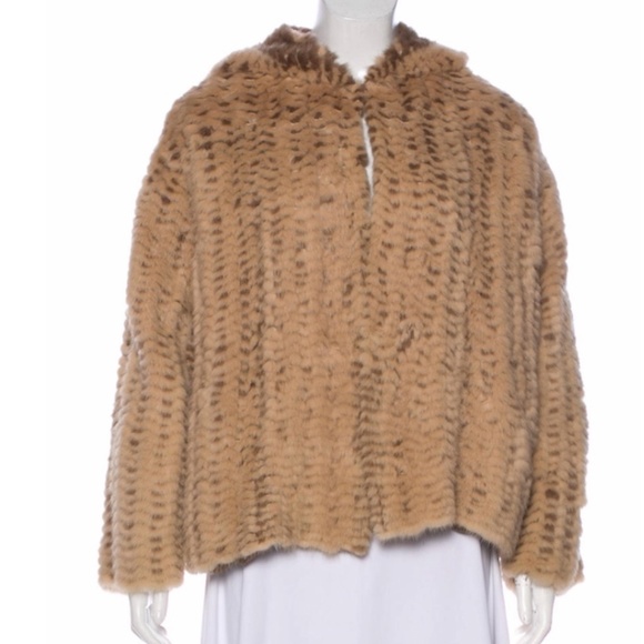 Authentic Women's GUCCI Woven Mink Fur Cream/Beige Hoodie Jacket Sz 38 Small - Picture 1 of 10